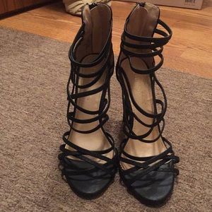 Black strappy heels